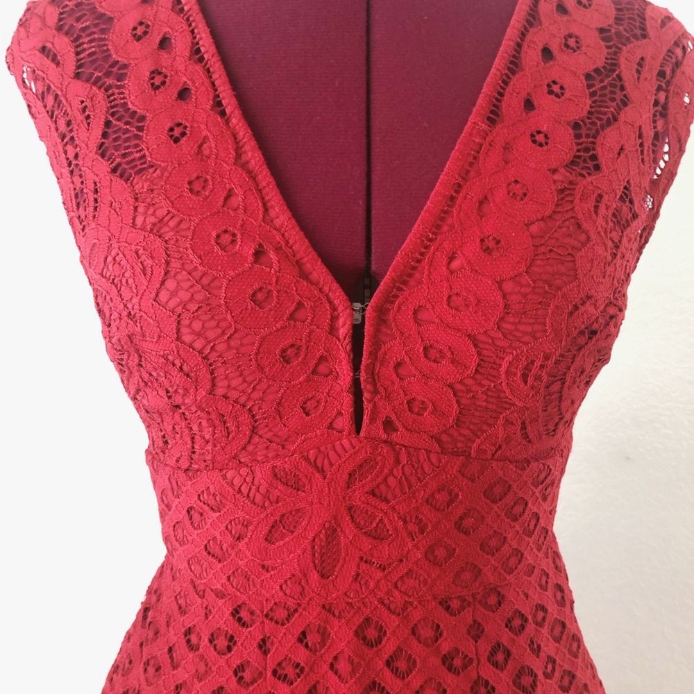 Free people red battenburg lace tunic/mini dress.
